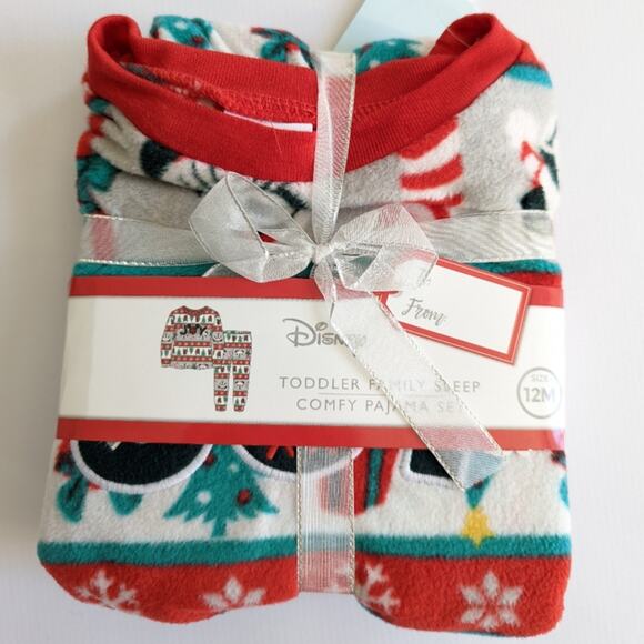 Disney Toddler Christmas Fair Isle Comfy Pajama Set New Sz 12 Months - Picture 1 of 3